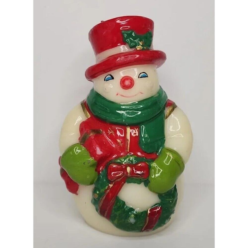 Vintage Silvestri Holiday Christmas Snowman Candle 4" SKU H103